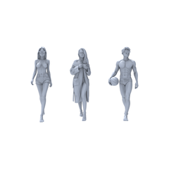 Yao's Studio LYTR252 Beach Vacation Figures Resin Miniature Model 3-Figure Set, Unpainted Summer Beach Figures, DIY Painting Scene Decoration Miniatures Diorama Resin Figures 3D Printed Resin Model Kit by SSMODEL