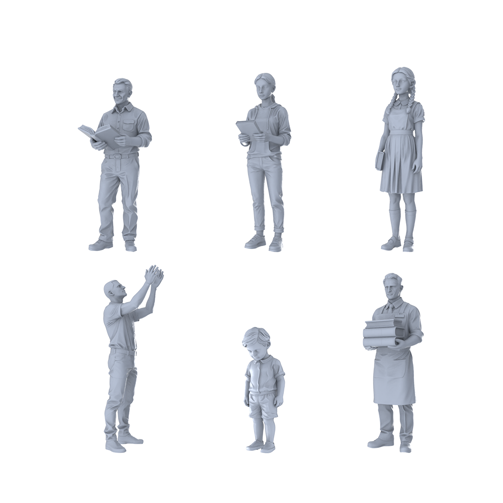 MRY-SFW LYTR362 Campus Life Hexad 6-Figure Set,  Teacher Student, DIY Paintingation Miniature Car Diorama Figures Scene Props Accessories Resin 3D Printed Resin Model Kit by SSMODEL