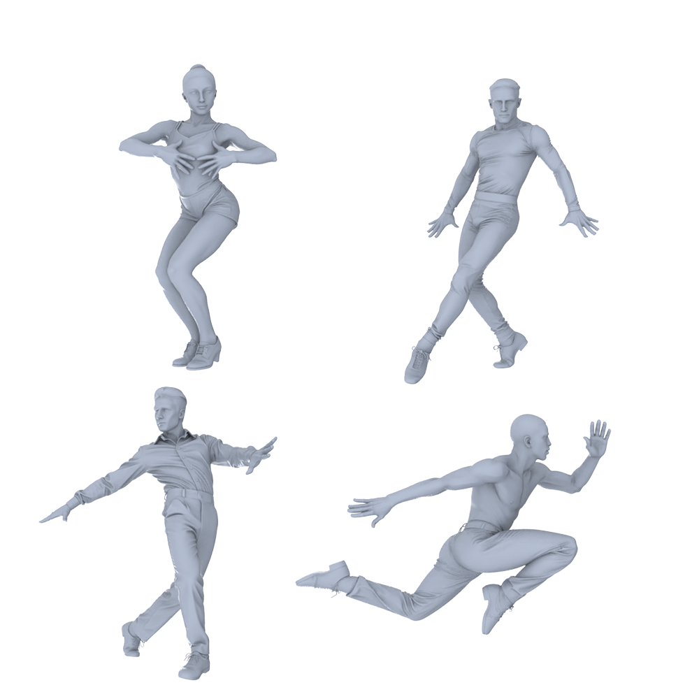 MRY-SFW LYTR758 Modern Competitive Dance Figure 4 pcs Miniature Car Diorama Figures Scene Props Accessories Resin 3D Printed Resin Model Kit by SSMODEL