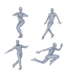 MRY-SFW LYTR758 Modern Competitive Dance Figure 4 pcs Miniature Car Diorama Figures Scene Props Accessories Resin 3D Printed Resin Model Kit by SSMODEL