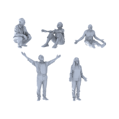 Yao's Studio LYTR262 Leisurely Elderly Quintet Resin Miniature Model 5-Figure Set, Unpainted Relaxation Figures, DIY Painting Scene Decoration Miniatures Diorama Resin Figures 3D Printed Resin Model Kit by SSMODEL