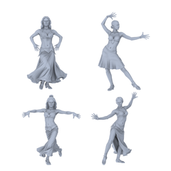 MRY-SFW LYTR754 Exotic Belly Dance Figure 4 pcs Miniature Car Diorama Figures Scene Props Accessories Resin 3D Printed Resin Model Kit by SSMODEL
