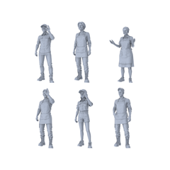 MRY-SFW LYTR372  Food Service Staff 6-Pack, Ideal Restaurant, Tabletop Painting Miniature Car Diorama Figures Scene Props Accessories Resin 3D Printed Resin Model Kit by SSMODEL