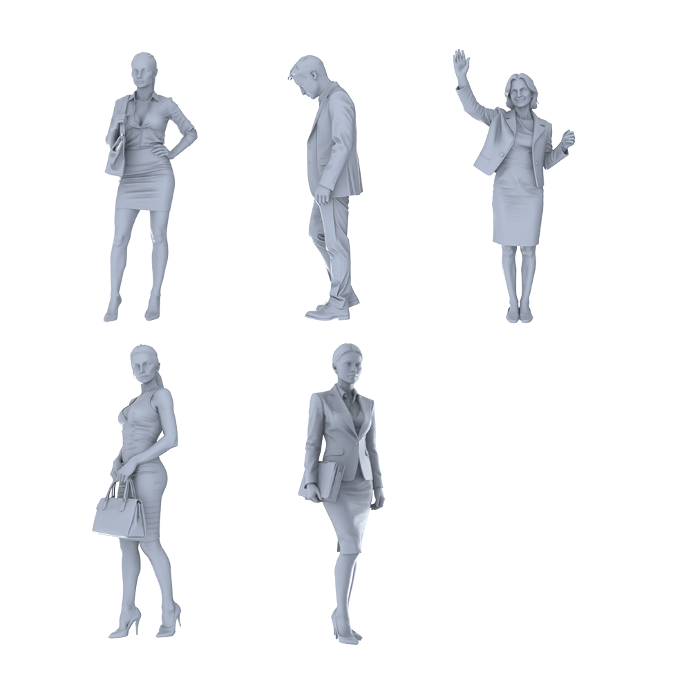 MRY-SFW LYTR702 Modern Figure Professional Businesswoman Commuting 5 pcs Miniature Car Diorama Figures Scene Props Accessories Resin 3D Printed Resin Model Kit by SSMODEL