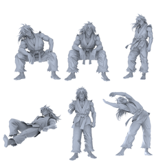 MRY-SFW LYGR459 Modern Kung Fu Muscular Men Six-Person Daily Routine 2 3D Printed Resin Model Kit by SSMODEL