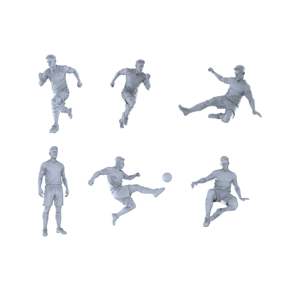 Yao's Studio LYTR267  Unpainted Miniature Soccer Players 6-Pack for Diorama & Hobby Painting Miniatures Diorama Resin Figures 3D Printed Resin Model Kit by SSMODEL
