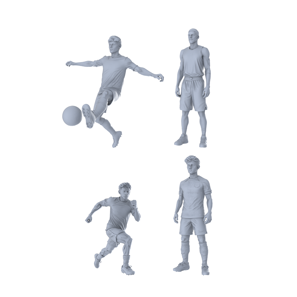 MRY-SFW LYTR502 Modern Soccer Players Field Action Group of 4 Miniature Car Diorama Figures Scene Props Accessories Resin 3D Printed Resin Model Kit by SSMODEL Main image