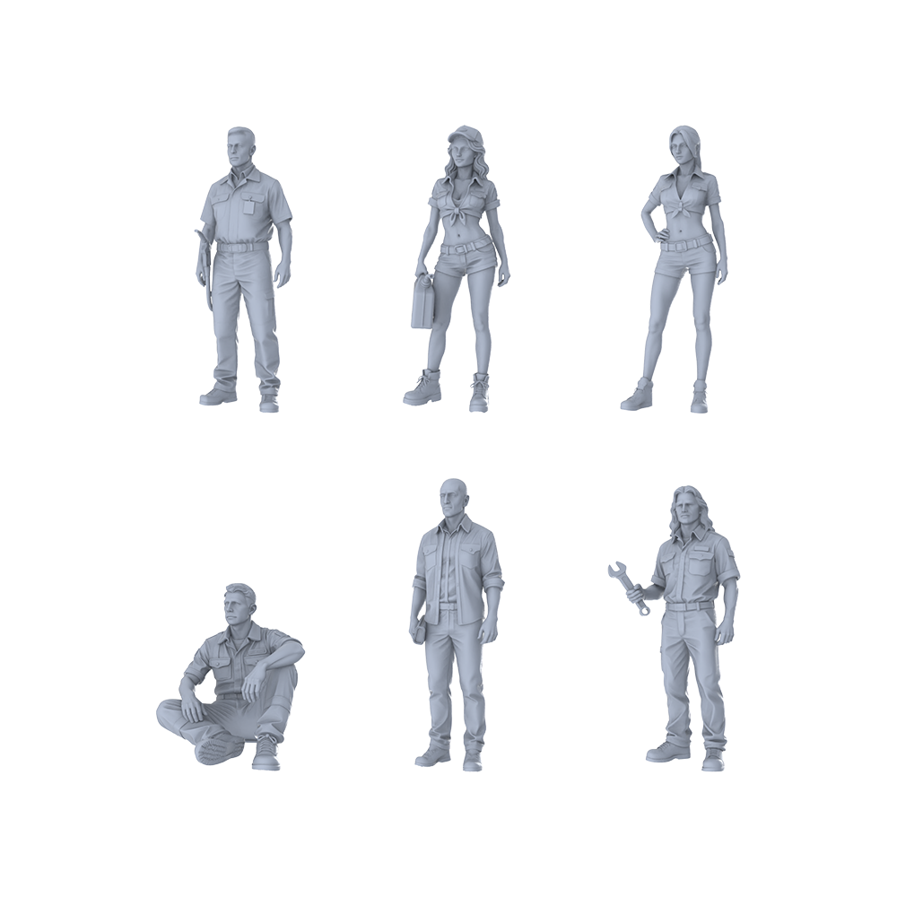 Yao's Studio LYTR352 Skiing Hexad Resin Miniature Model 6-Figure Set, Unpainted Winter Sports Figures, DIY Painting Scene Decoration Miniatures Diorama Resin Figures 3D Printed Resin Model Kit by SSMODEL