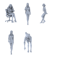 MRY-SFW LYTR709 Modern Figure Female Office Staff Daily Style 5 pcs Miniature Car Diorama Figures Scene Props Accessories Resin 3D Printed Resin Model Kit by SSMODEL