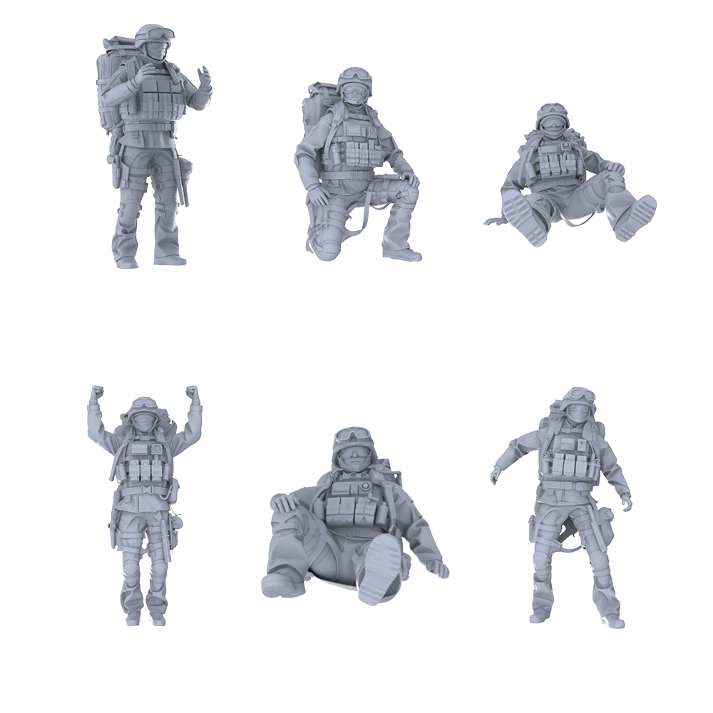 MRY-SFW LYGR441 Modern Chinese Highland Border Soldiers Six-Person Daily Routine 2 3D Printed Resin Model Kit by SSMODEL
