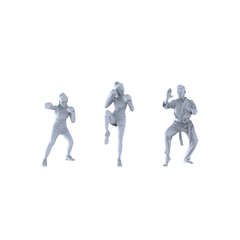 MRY-SFW LYTR463 Modern Training Hall Athletes Mixed Martial Arts Trio 3-Piece Set Featuring Dynamic Boxing, Kick Karate Poses 3D Printed Resin Model Kit by SSMODEL