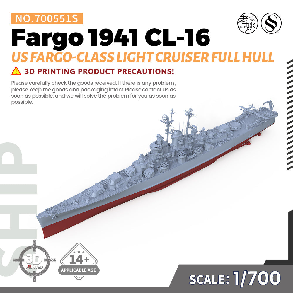 SSMODEL 551S Military Warship Model Kit US Navy Fargo class Light Cruiser CL-106 Main image