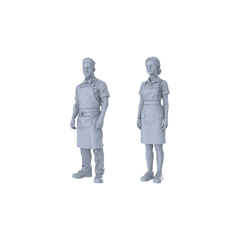 MRY-SFW LYTR368  Chef Waiter 2-Pack, Ideal Restaurant, Tabletop Games Painting Miniature Car Diorama Figures Scene Props Accessories Resin 3D Printed Resin Model Kit by SSMODEL