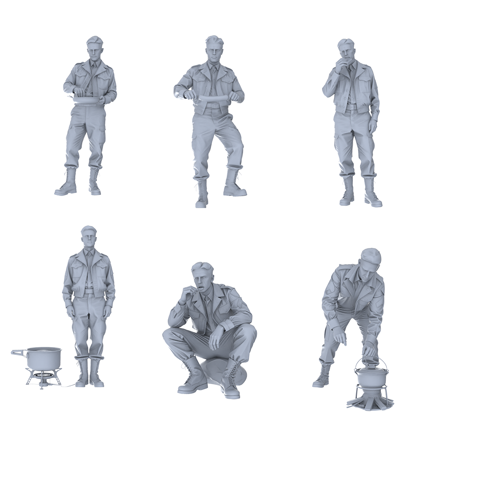 MRY-SFW LYGR507 WWII U.S. Army Dining 3 Six-Person Group 3D Printed Resin Model Kit by SSMODEL