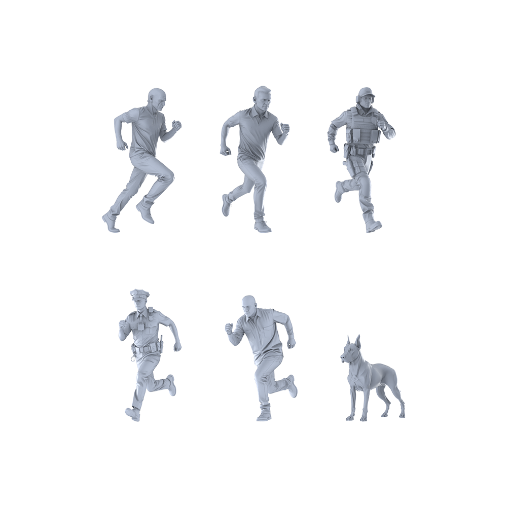 MRY-SFW LYGR245 Modern urban robbery male group of 6 3D Printed Resin Model Kit by SSMODEL