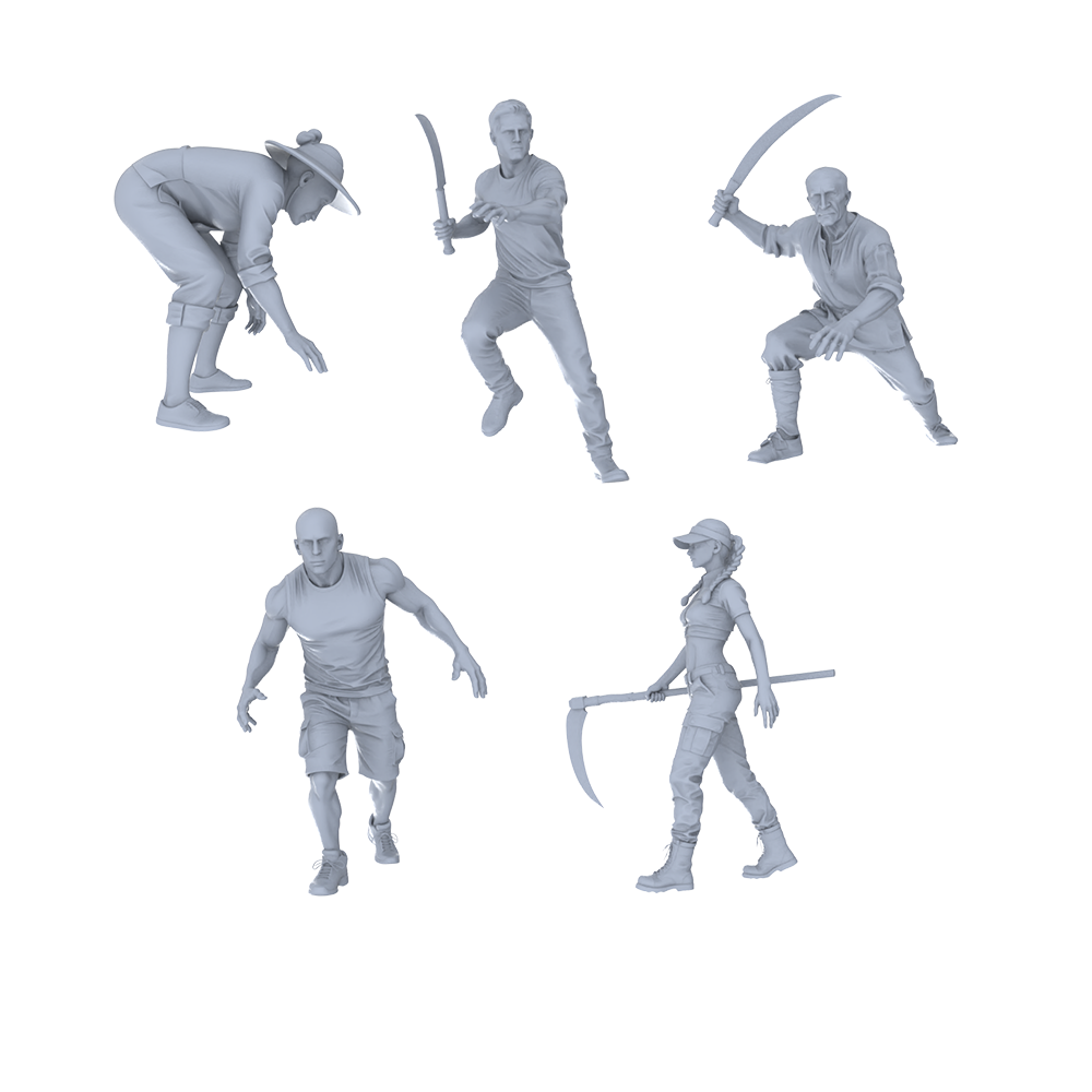 MRY-SFW LYTR780 Scythe Action Figure 5 pcs Miniature Car Diorama Figures Scene Props Accessories Resin 3D Printed Resin Model Kit by SSMODEL