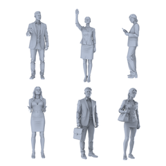 MRY-SFW LYTR696 Modern Figure Office White-collar Business 6 pcs Miniature Car Diorama Figures Scene Props Accessories Resin 3D Printed Resin Model Kit by SSMODEL