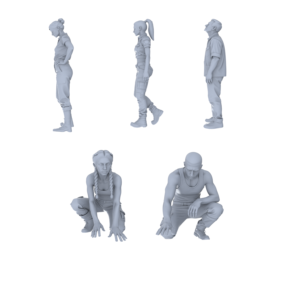 MRY-SFW LYTR782 Outdoor Pose Figure Model 5 pcs Miniature Car Diorama Figures Scene Props Accessories Resin 3D Printed Resin Model Kit by SSMODEL