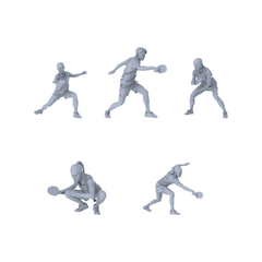 MRY-SFW LYTR556 Modern Court Table Tennis Players Pose Group of 5 Miniature Car Diorama Figures Scene Props Accessories Resin 3D Printed Resin Model Kit by SSMODEL