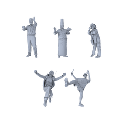 MRY-SFW LYTR485 Modern Diverse Professionals Joyful Party Group of 5 Miniature Car Diorama Figures Scene Props Accessories Resin 3D Printed Resin Model Kit by SSMODEL