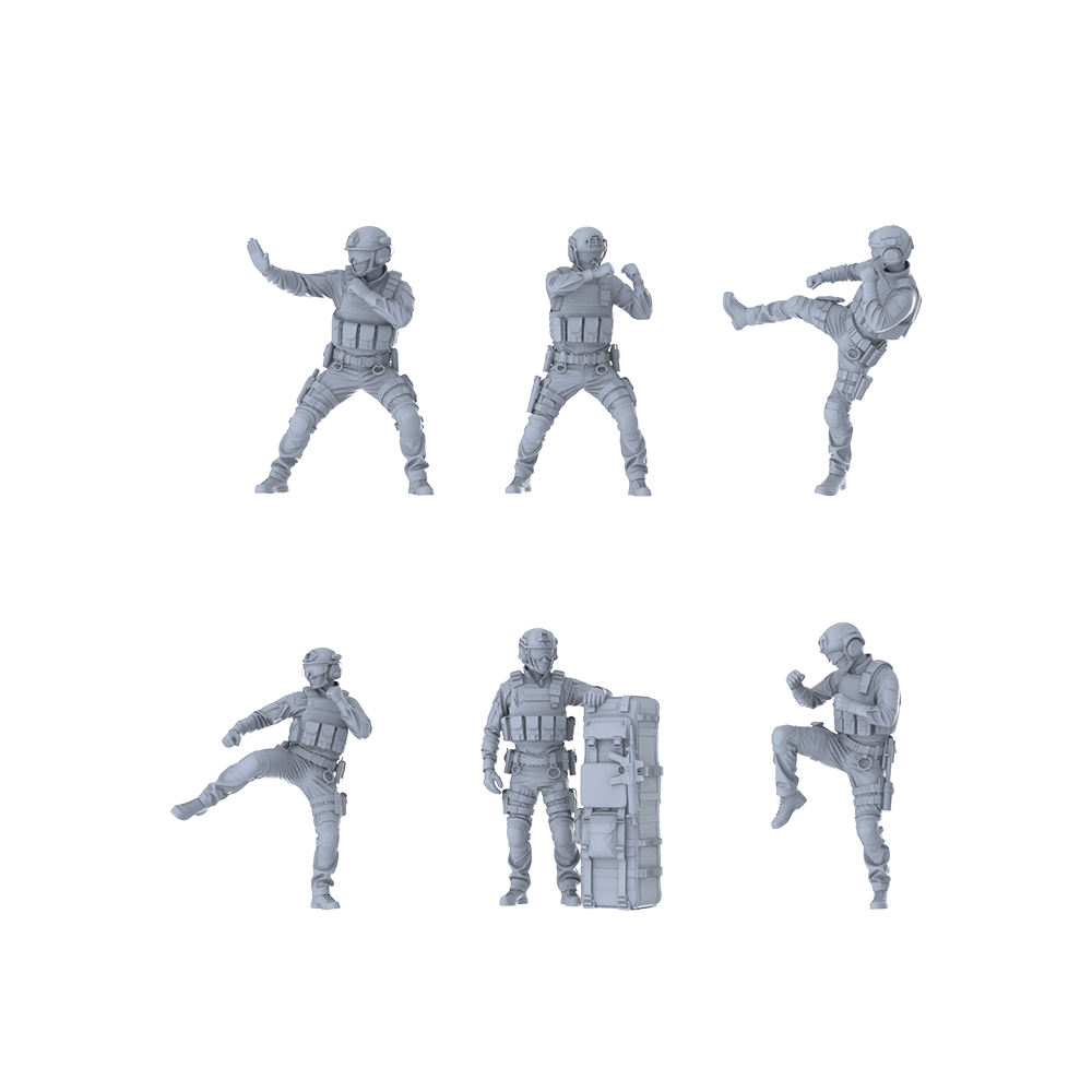MRY-SFW LYGR406 Modern American SWAT Six-Person Battle 3D Printed Resin Model Kit by SSMODEL