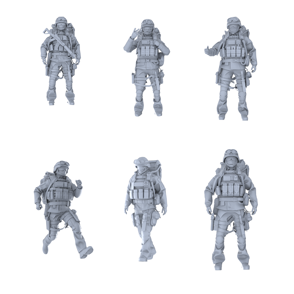 MRY-SFW LYGR440 Modern Chinese Highland Border Soldiers Six-Person Daily Routine 3D Printed Resin Model Kit by SSMODEL