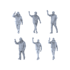 MRY-SFW LYTR682 Modern Waving Greeting Style Male Multi-Pose Six-Person Set Miniature Car Diorama Figures Scene Props Accessories Resin 3D Printed Resin Model Kit by SSMODEL