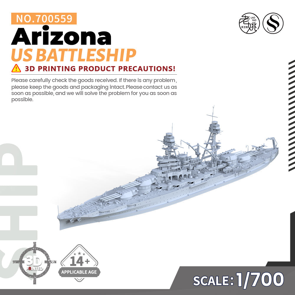 SSMODEL 559 Military Warship Model Kit US Navy Arizona Battleship BB-39 — scale model kit