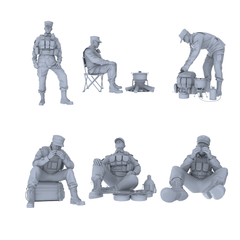 MRY-SFW LYGR523 Modern Armed Police Six-Person Dining Group 3D Printed Resin Model Kit by SSMODEL