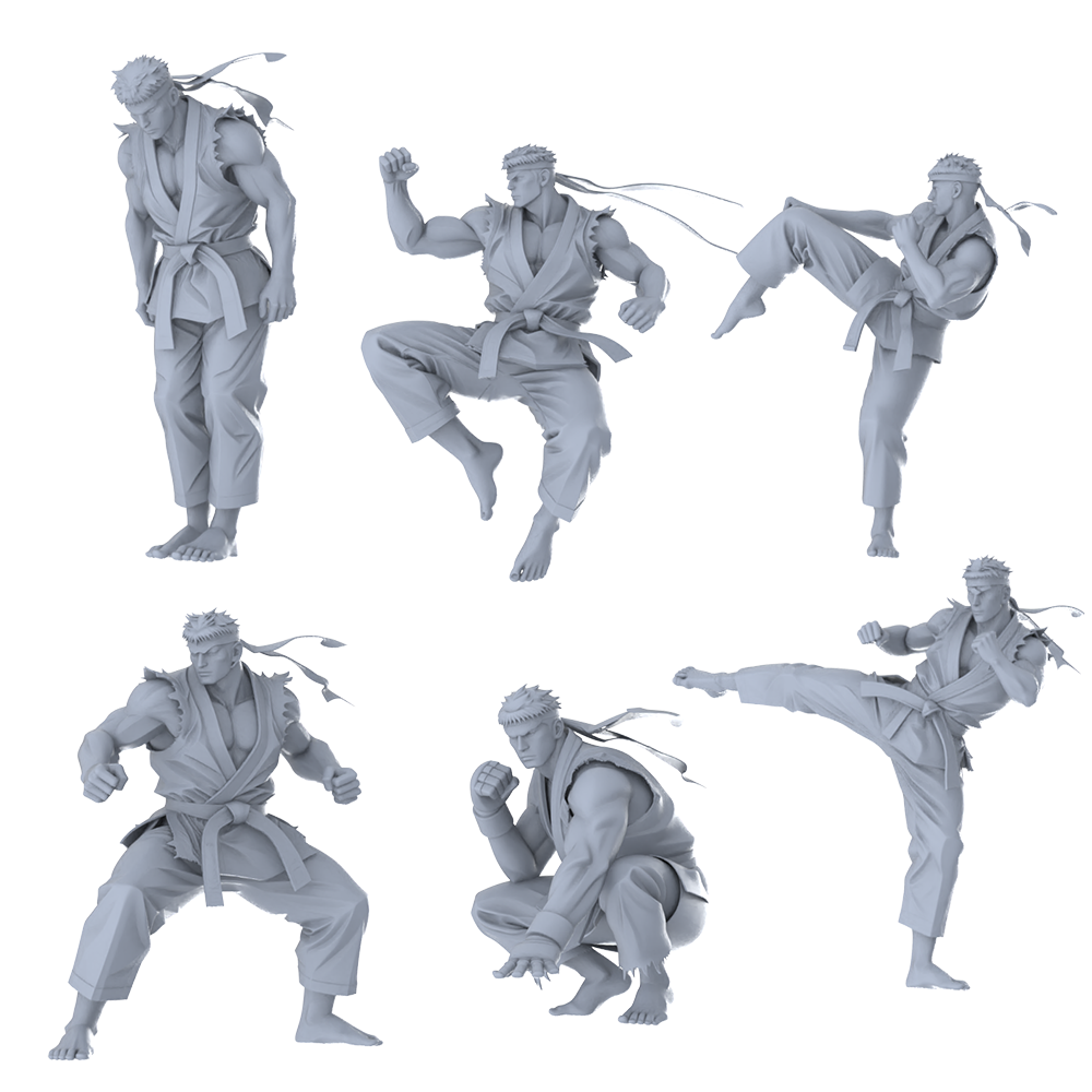 MRY-SFW LYGR464 Taekwondo Muscular Men Six-Person Battle Move 3D Printed Resin Model Kit by SSMODEL