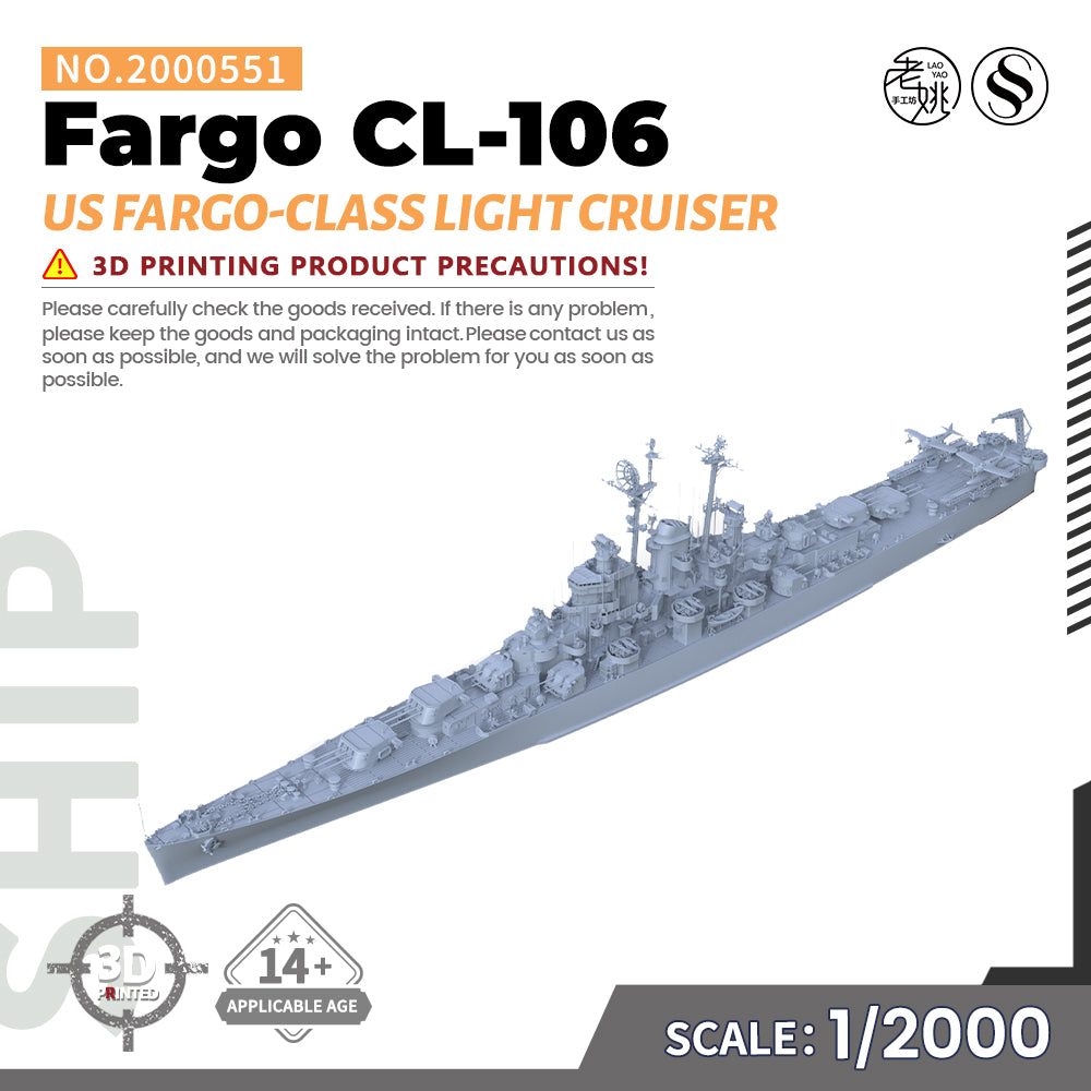 SSMODEL 551 Military Warship Model Kit US Navy Fargo class Light Cruiser CL-106 — detail view 5
