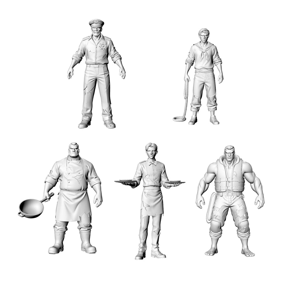 MRY-SFW LYGR328 3D Printed Post-Apocalyptic Cruise Ship Sailor Survivors Set Wargame Miniatures 3D Printed Resin Model Kit by SSMODEL