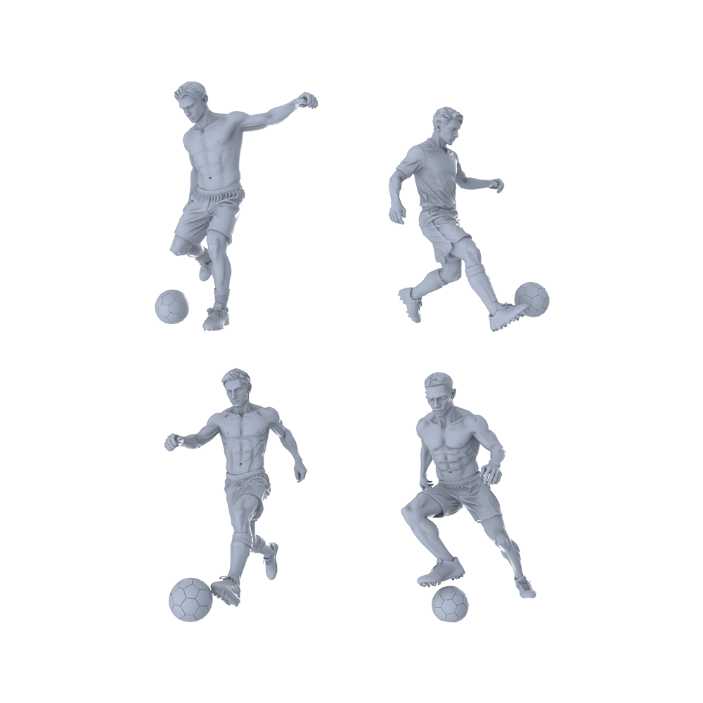 MRY-SFW LYTR394  Footballers 4-Pack, Ideal Stadium, Tabletop Painting Miniature Car Diorama Figures Scene Props Accessories Resin 3D Printed Resin Model Kit by SSMODEL