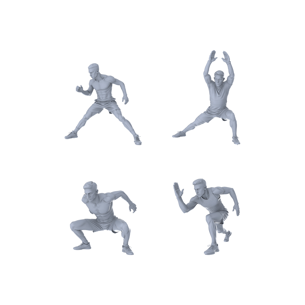 MRY-SFW LYTR358  Fitness Training Quartet 4-Figure Set,  Workout, DIY Paintingation Miniature Car Diorama Figures Scene Props Accessories Resin 3D Printed Resin Model Kit by SSMODEL