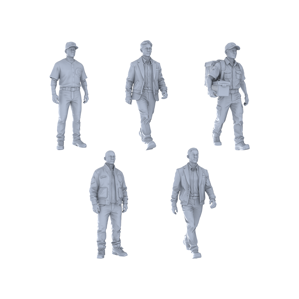 Yao's Studio LYTR329  Unpainted Urban Professional Miniatures 5-Pack | For City Diorama & Hobby Painting Miniatures Diorama Resin Figures 3D Printed Resin Model Kit by SSMODEL