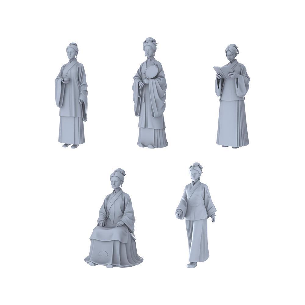 MRY-SFW LYTR410 Ancient Chinese Ladies Quintet 5-Figure Set,  Ming-Qing Noble Lady, DIY Paintingation Miniature Car Diorama Figures Scene Props Accessories Resin 3D Printed Resin Model Kit by SSMODEL