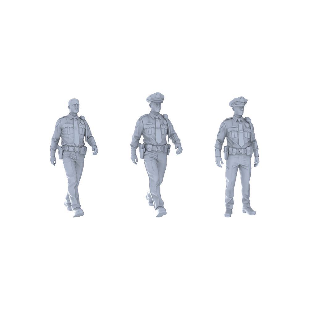 Yao's Studio LYTR328 Unpainted Police Officer Miniatures 3-Pack | For City Patrol Diorama & Hobby Painting Miniatures Diorama Resin Figures 3D Printed Resin Model Kit by SSMODEL