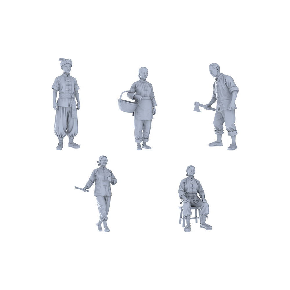 Yao's Studio LYTR291  Rural Life Quintet Resin Miniature Model 5-Figure Set, Unpainted Daily Labor Figures, DIY Painting Scene Decoration Miniatures Diorama Resin Figures 3D Printed Resin Model Kit by SSMODEL