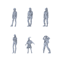 MRY-SFW LYTR658 Modern Biker Cool Style Young Female Multi-Pose Six-Person Set Miniature Car Diorama Figures Scene Props Accessories Resin 3D Printed Resin Model Kit by SSMODEL