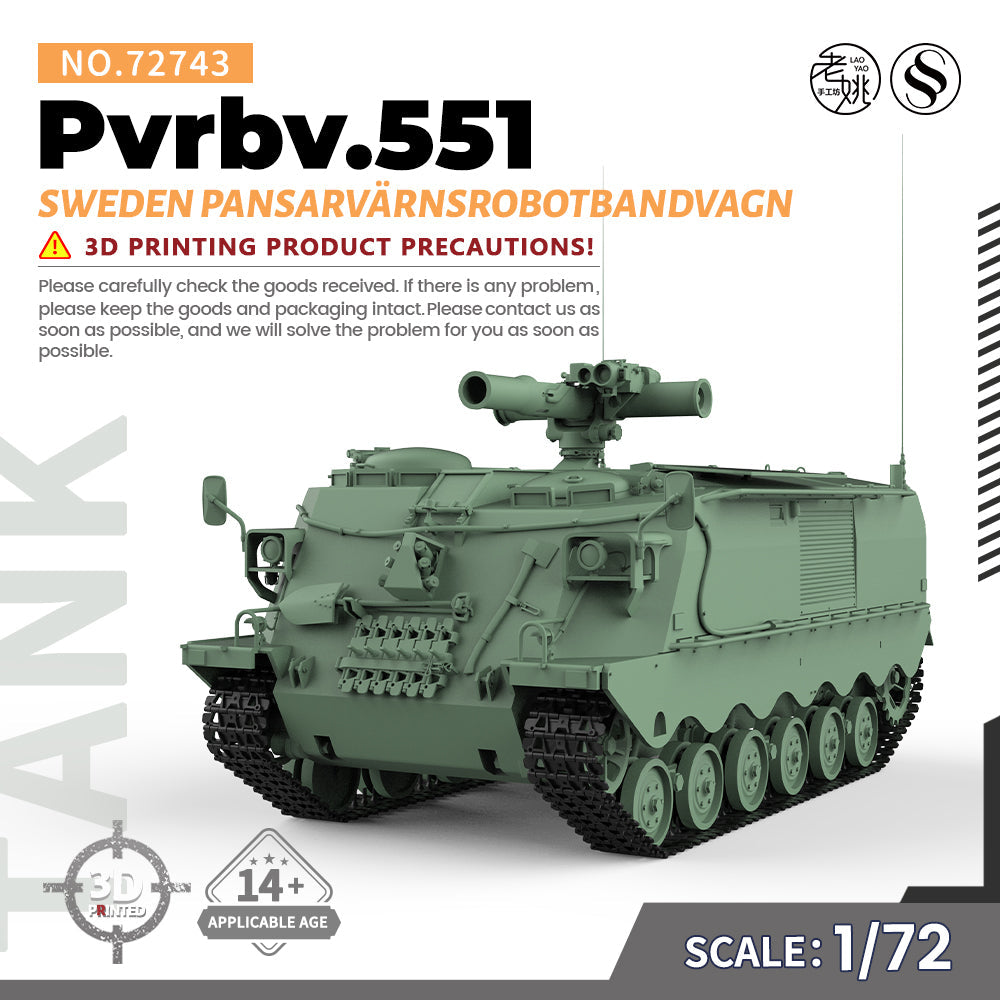 SSMODEL 743 Military Armoured Model Kit Sweden Pansarv?rnsrobotbandvagn Pvrbv.551 — scale model kit