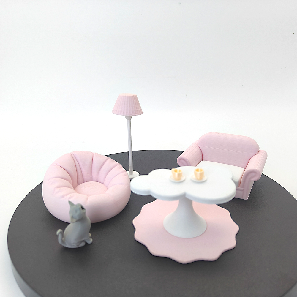 LYTP12208 1/12 Peach Bubbles Soothing Mini Sofa Set Miniature Healing Display 1:12 Scale