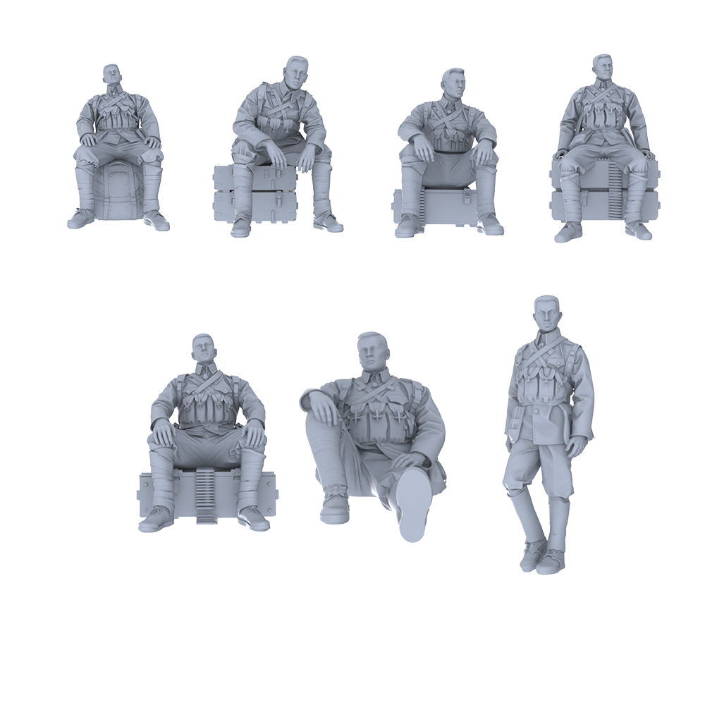MRY-SFW LYGR518 Historical People's Liberation Army Seven-Person Rest Group 3D Printed Resin Model Kit by SSMODEL