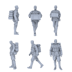 MRY-SFW LYGR515 Historical People's Liberation Army Six-Person Carrying Group 3D Printed Resin Model Kit by SSMODEL
