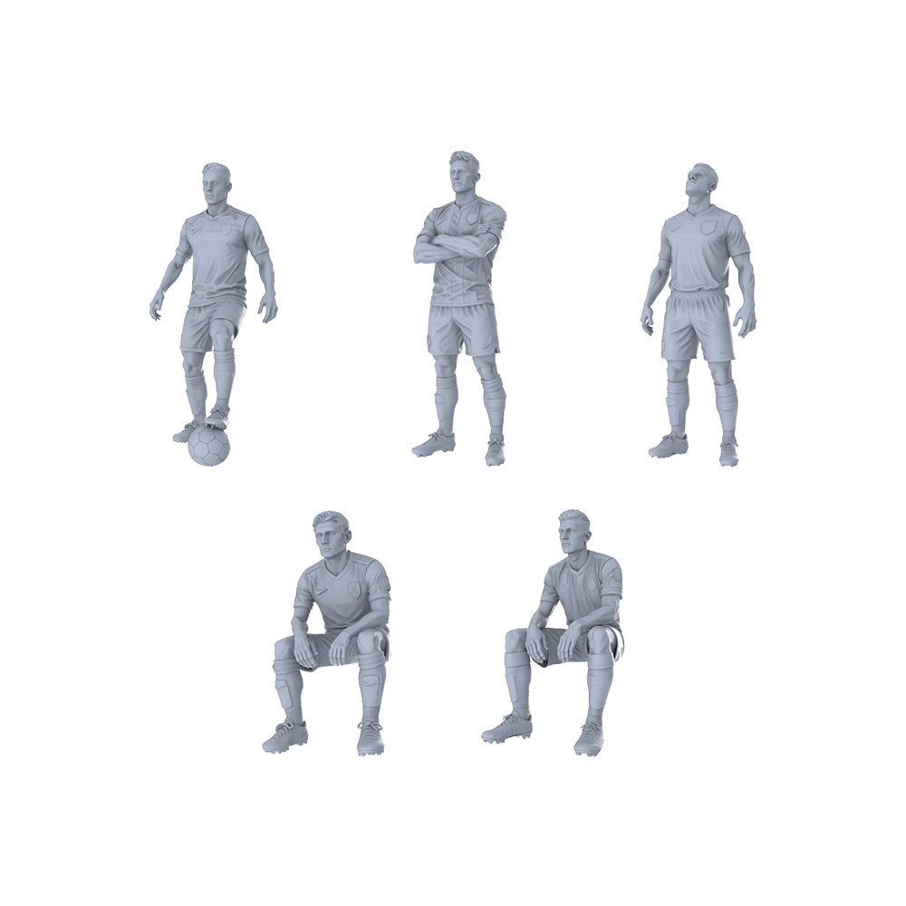 Yao's Studio LYTR271  5-Piece Unpainted Football Scene Miniatures for Diorama & Custom Painting Miniatures Diorama Resin Figures 3D Printed Resin Model Kit by SSMODEL