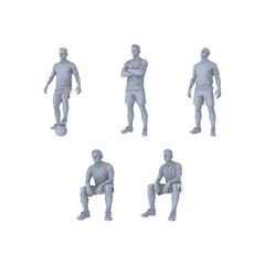 Yao's Studio LYTR271  5-Piece Unpainted Football Scene Miniatures for Diorama & Custom Painting Miniatures Diorama Resin Figures 3D Printed Resin Model Kit by SSMODEL