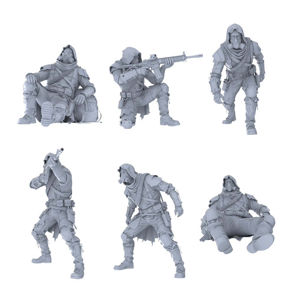 MRY-SFW LYGR477 Sci-Fi Post-Apocalyptic Survival Six-Person Battle 3D Printed Resin Model Kit by SSMODEL