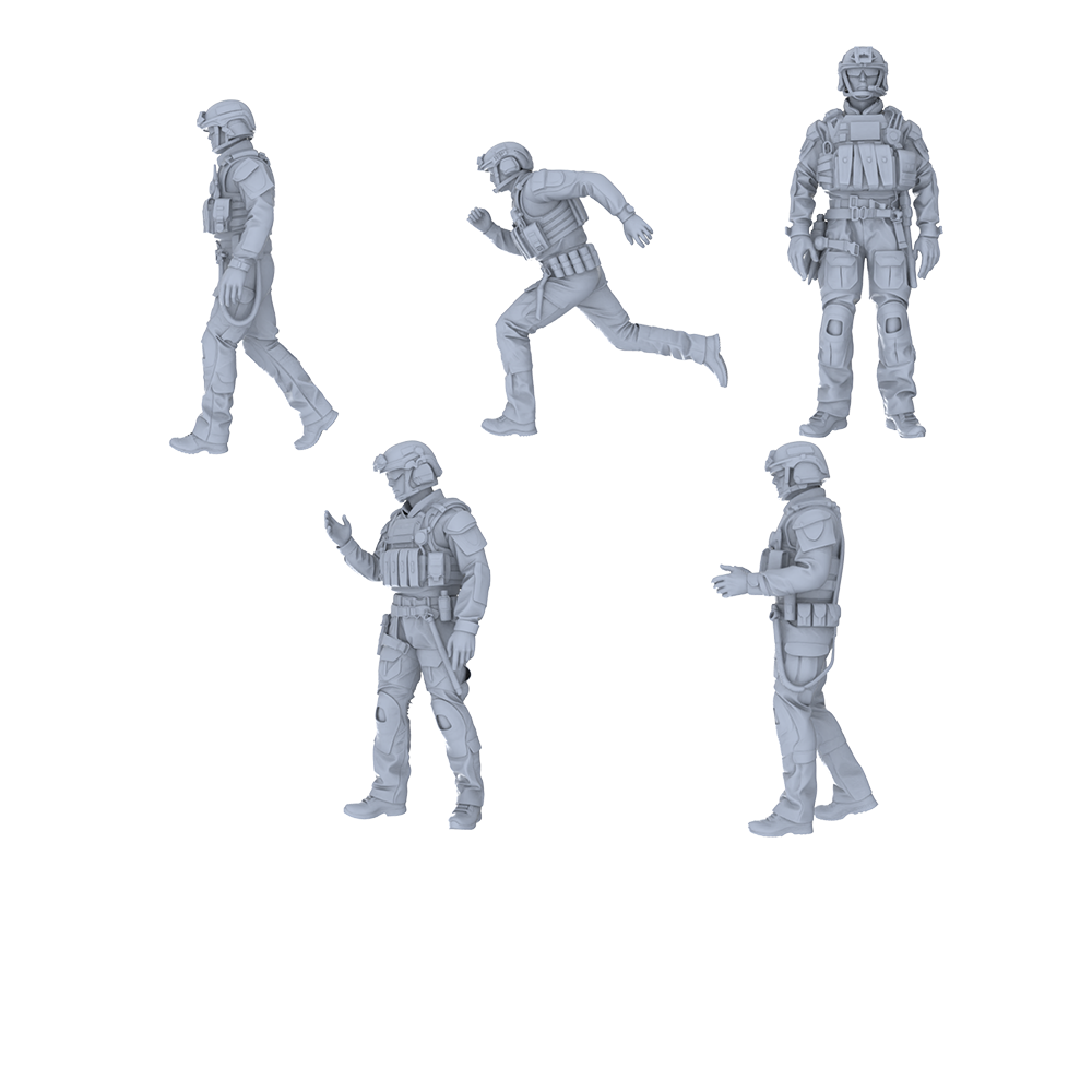 MRY-SFW LYGR558 Modern Miami Special Forces Five-Person Daily Routine 3D Printed Resin Model Kit by SSMODEL