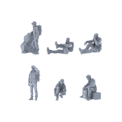 MRY-SFW LYTR678 Modern Outdoor Hiking Rest Style Male Multi-Pose Six-Person Set Miniature Car Diorama Figures Scene Props Accessories Resin 3D Printed Resin Model Kit by SSMODEL