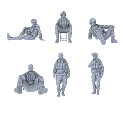 MRY-SFW LYGR573 Modern Military Six-Person Daily Routine 2 3D Printed Resin Model Kit by SSMODEL