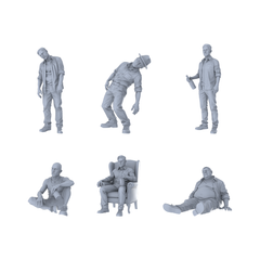 MRY-SFW LYTR579 Modern Casual Street Male Characters Pose Group of 6 Miniature Car Diorama Figures Scene Props Accessories Resin 3D Printed Resin Model Kit by SSMODEL